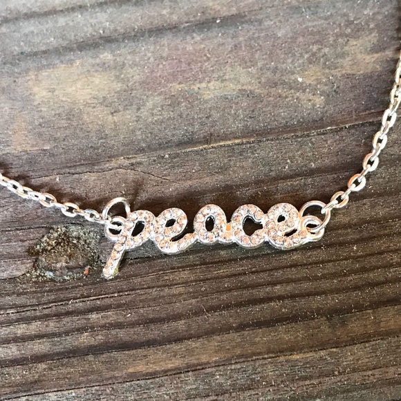 Vintage 2000s PEACE Crystal Letter Anklet Y2K - Picture 3 of 3
